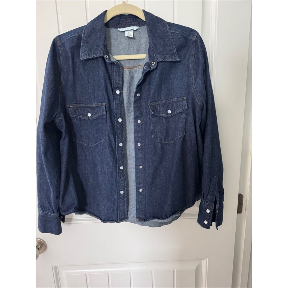 H&M Indigo Denim Shirt with Contrast Stitching
